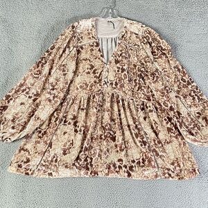 Anthropologie Mini Dress Womens Large Tan Velour Forest Fairy Whimsigoth Coastal